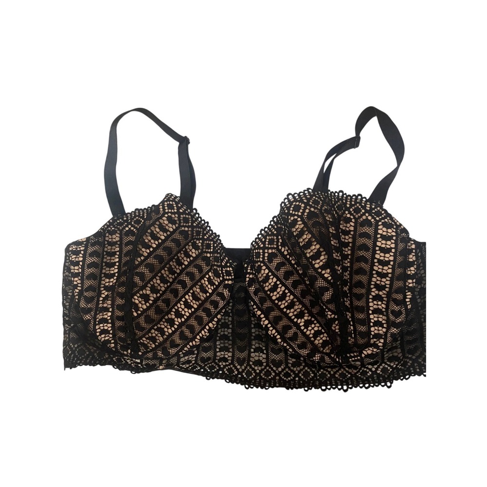 #350 Black Womens Adore Me Lace Longline Bra 40D